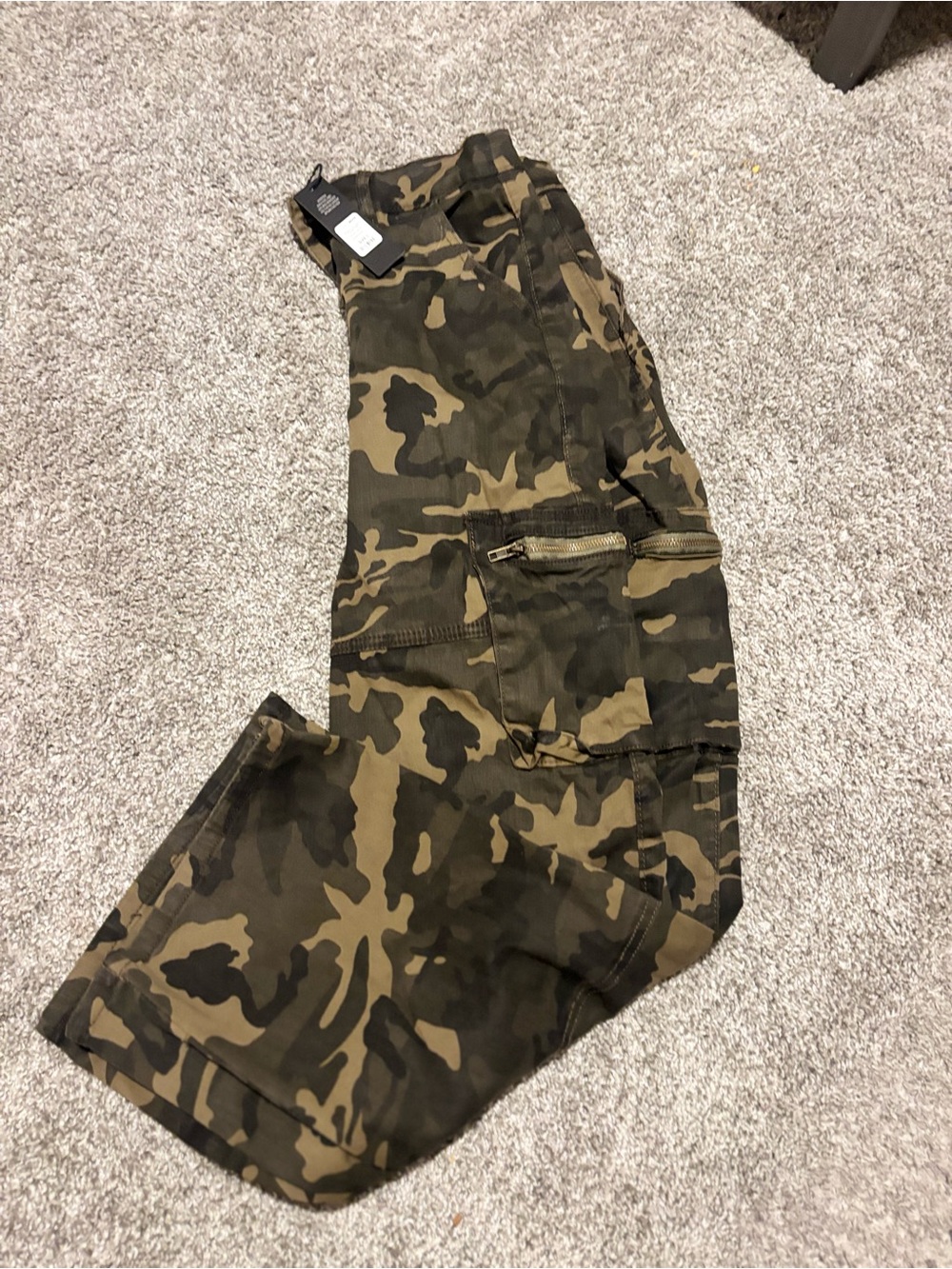 Women Camo Cargo Pants - Olive Green